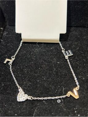 Silver 'LOVE' Heart & Letter Bracelet - Silver color
